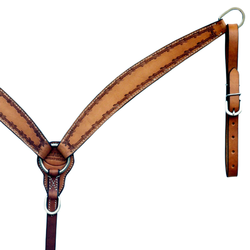 Bar H Equine Leather Horse Headstall Breast Collar &amp; One Ear Headstall Tan