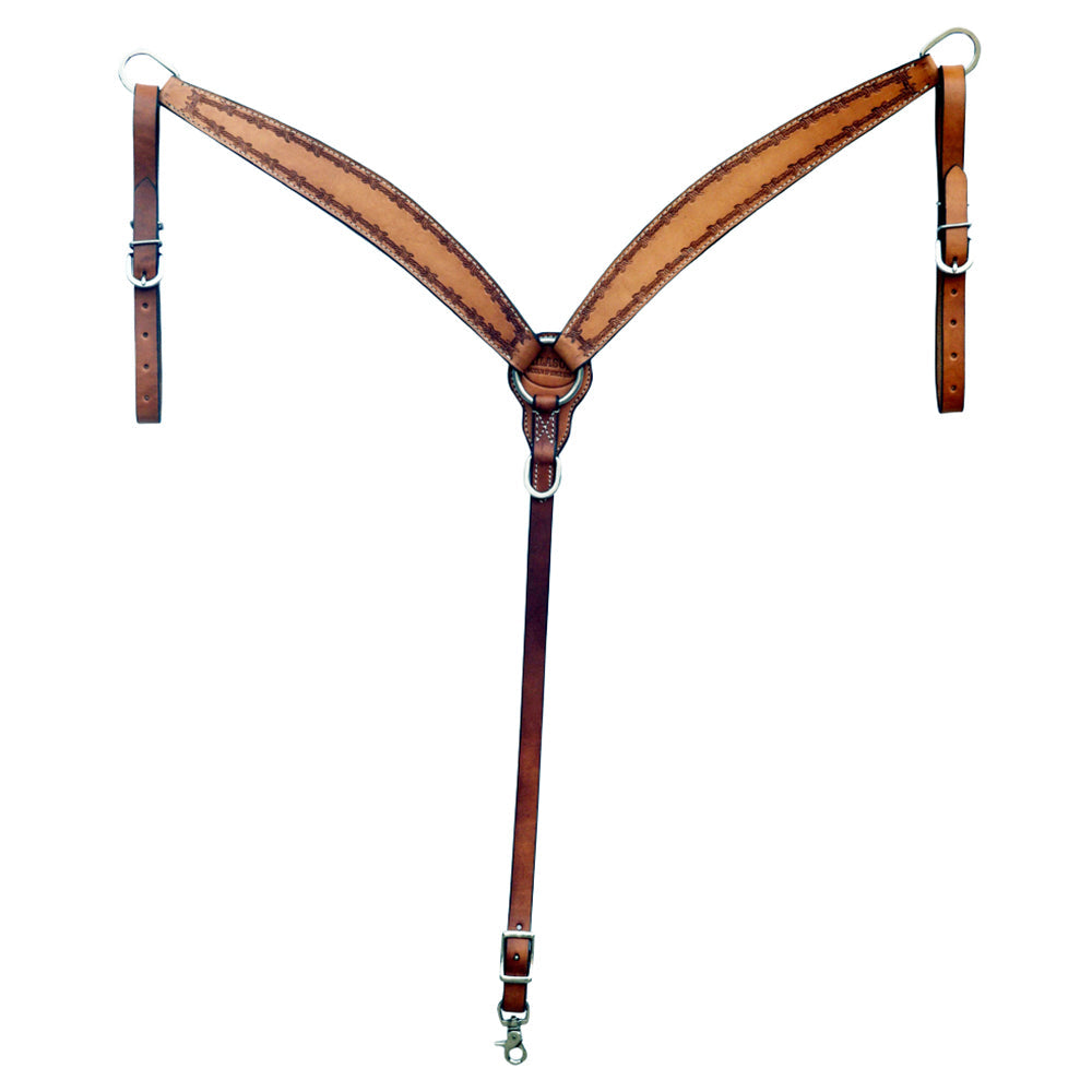 Bar H Equine Leather Horse Headstall Breast Collar &amp; One Ear Headstall Tan