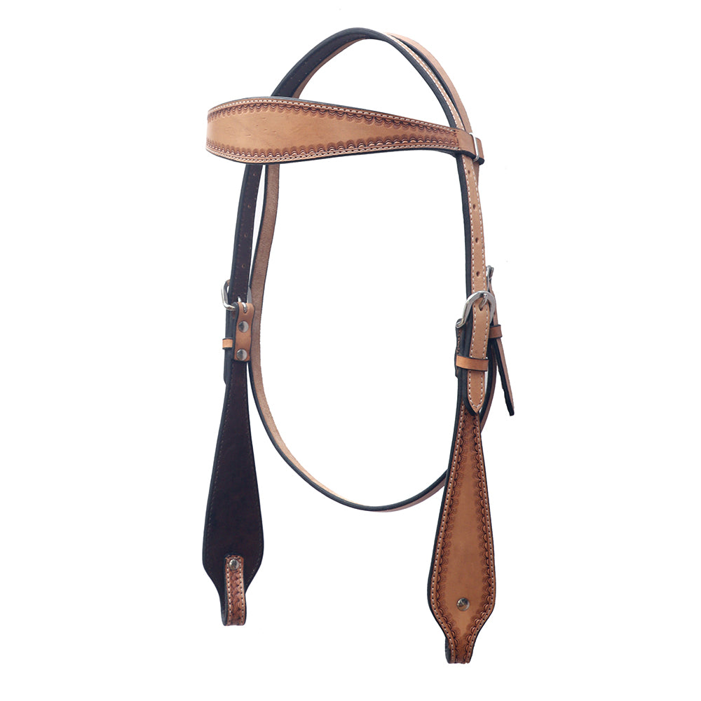 Bar H Equine Leather Horse Headstall Breast Collar &amp; One Ear Headstall Tan
