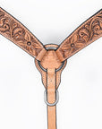 Bar H Equine Western Horse Genuine Leather Floral Carved Tack Set Tan