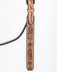 Bar H Equine Western Horse Genuine Leather Floral Carved Tack Set Tan
