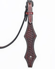 Bar H Equine Western Leather Horse Tack Set Basket Weave Tooled Dark Brown