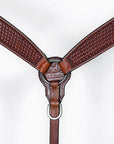 Bar H Equine Western Leather Horse Tack Set Basket Weave Tooled Dark Brown