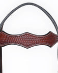 Bar H Equine Western Leather Horse Tack Set Basket Weave Tooled Dark Brown