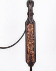 Bar H Equine Western Leather Headstall & Breast Collar Floral Dark Brown