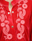 American Darling ADDR003 100% Cotton Denim Women Shirt Jacket Dress Ladies Girl Top Red