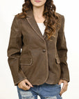 Genuine Vintage Leather Shirt Blazer for Women