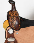 COMFYTACK Horse Barrel Racing American Leather Saddle Floral Dark Brown