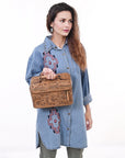 American Darling Jewelry Case Hand Tooled Genuine Leather Women Bag Western Handbag Purse