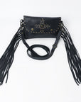 Spaghetti Western SWC147BLK Envelope Vintage Handmade Drum Dyed Genuine European Cowhide Leather Women Bag Western Handbag Purse