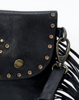Spaghetti Western SWC147BLK Envelope Vintage Handmade Drum Dyed Genuine European Cowhide Leather Women Bag Western Handbag Purse