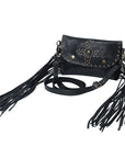Spaghetti Western SWC147BLK Envelope Vintage Handmade Drum Dyed Genuine European Cowhide Leather Women Bag Western Handbag Purse