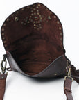 Spaghetti Western SWC147BRN Envelope Vintage Handmade Drum Dyed Genuine European Cowhide Leather Women Bag Western Handbag Purse