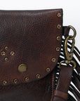 Spaghetti Western SWC147BRN Envelope Vintage Handmade Drum Dyed Genuine European Cowhide Leather Women Bag Western Handbag Purse