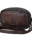Spaghetti Western Swc166Brn Small Crossbody Vintage Handmade Drum Dyed Genuine European Cowhide Leather Women Bag Western Handbag Purse