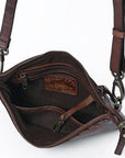 Spaghetti Western Swc192Brn Cross Body I Vintage Handmade Drum Dyed Genuine European Cowhide Leather Women Bag Western Handbag Purse