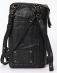 Spaghetti Western Swc213Blk Sling Vintage Handmade Drum Dyed Genuine European Cowhide Leather Women Bag Western Handbag Purse