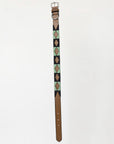BAR H EQUINE Western Genuine Leather Dog Collar Embroidered  Black & Light Green