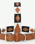 BAR H EQUINE Western Genuine Leather Dog Collar Embroidered  Black & White