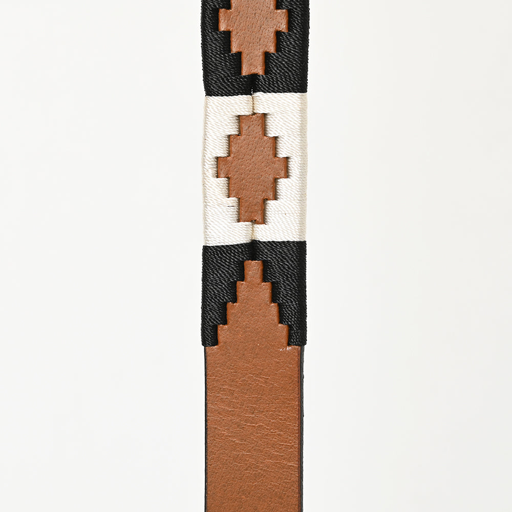 BAR H EQUINE Western Genuine Leather Dog Collar Embroidered  Black &amp; White