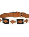 BAR H EQUINE Western Genuine Leather Dog Collar Embroidered  Black & White