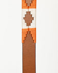 BAR H EQUINE Western Genuine Leather Dog Collar Embroidered  Orange & White