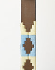 BAR H EQUINE Western Genuine Leather Dog Collar Embroidered  Beige & Light Blue