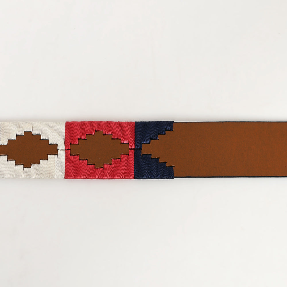 BAR H EQUINE Western Genuine Leather Men And Women Belt Embroidered Pink Blue &amp; White