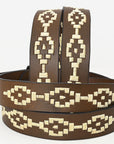 BAR H EQUINE Western Genuine Leather Men And Women Belt Embroidered White