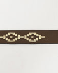 BAR H EQUINE Western Genuine Leather Men And Women Belt Embroidered White