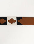 BAR H EQUINE Western Genuine Leather Men And Women Tan Belt Embroidered Black & White