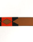 BAR H EQUINE Western Genuine Leather Men And Women Brown Belt Embroidered Red & Black
