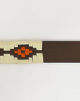 BAR H EQUINE Western Genuine Leather Men And Women Brown Belt Embroidered Beige & Orange