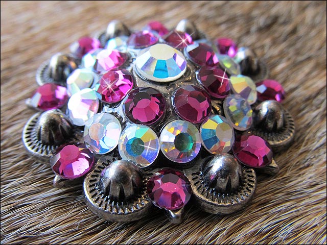 HILASON Western Screw Back Concho Ab Pink Crystal Rodeo Bling Cowgirl Amethyst &amp; Light Sapphire color