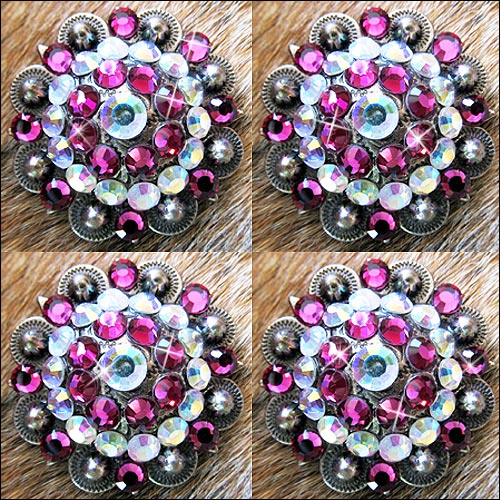 HILASON Western Screw Back Concho Ab Pink Crystal Rodeo Bling Cowgirl Amethyst &amp; Light Sapphire color