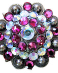 HILASON Western Screw Back Concho Ab Pink Crystal Rodeo Bling Cowgirl Amethyst & Light Sapphire color