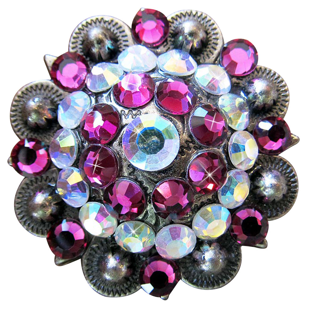 HILASON Western Screw Back Concho Ab Pink Crystal Rodeo Bling Cowgirl Amethyst &amp; Light Sapphire color