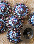 Western Screw Back Concho Amethyst Sapphire Crystal Headstall Cowgirl