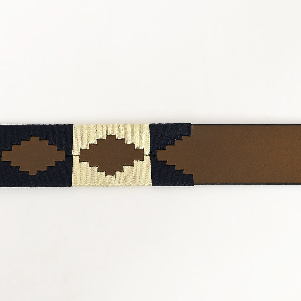 BAR H EQUINE Western Genuine Leather Men And Women Brown Belt Embroidered Beige &amp; Black
