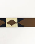 BAR H EQUINE Western Genuine Leather Men And Women Brown Belt Embroidered Beige & Black