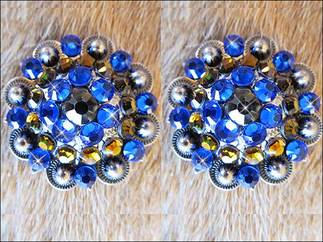 Western Screw Back Concho Sapphire Berry Crystals Headstall Tack Cowgirl