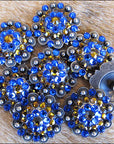 Western Screw Back Concho Sapphire Berry Crystals Headstall Tack Cowgirl