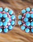 Western Screw Back Concho Turquoise Crystal Berry Horse Saddle Tack Belt