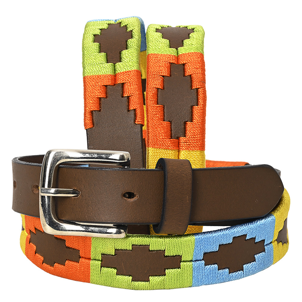 BAR H EQUINE Western Genuine Leather Men And Women Brown Belt Embroidered
