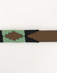 BAR H EQUINE Western Genuine Leather Men And Women Brown Belt Embroidered Black & Light Green