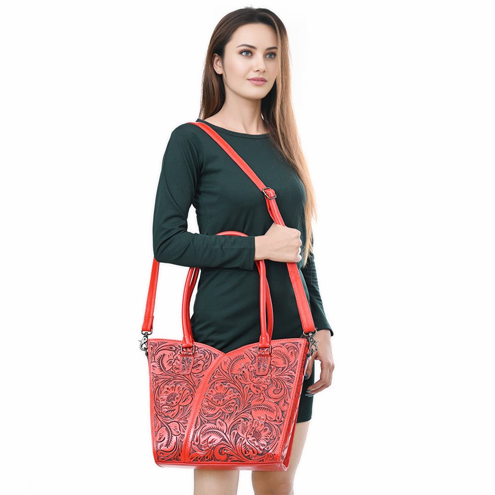 Tote Hand Tooled Genuine Leather women bag western handbag purse