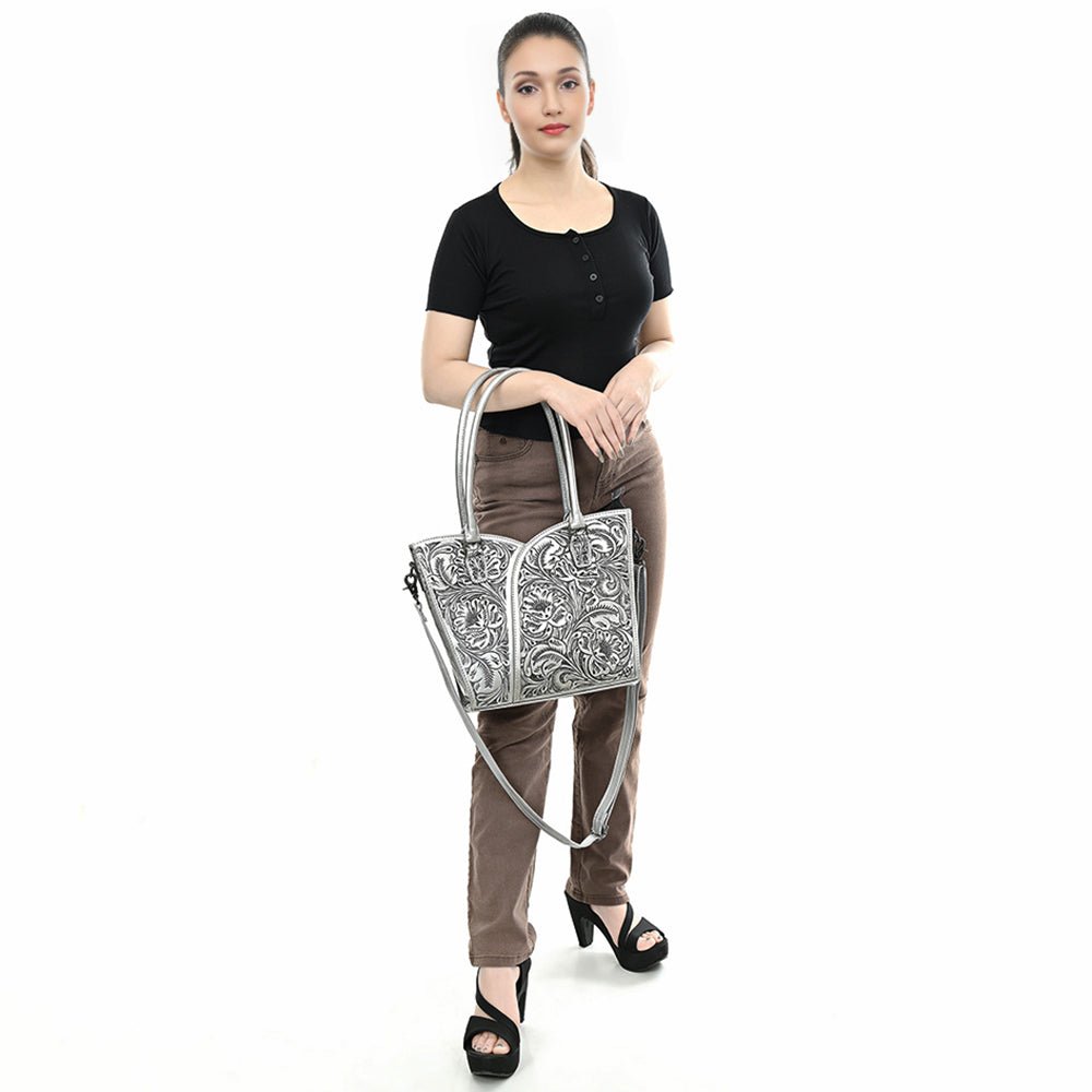 Tote Hand Tooled Genuine Leather women bag western handbag purse