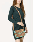 American Darling Western Small Cross Body Bag | Hand-Tooled Floral Carved | Genuine Leather | Everyday Carry