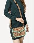 Crossbody Hand Tooled Genuine Leather women bag western handbag purse