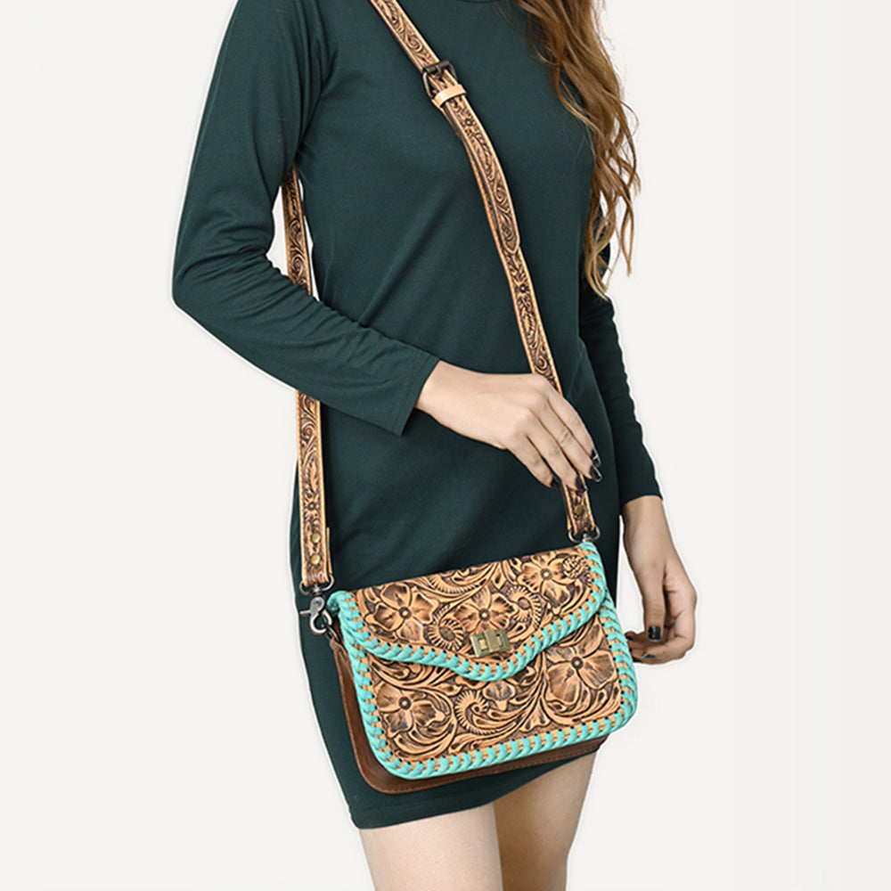 American Darling Crossbody Hand Tooled Genuine Leather women bag western handbag purse